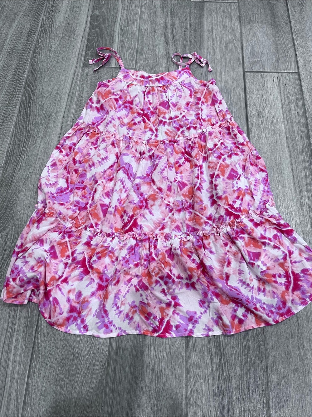 The Children's Place Pink & White Tie-Dye Tiered Sundress
